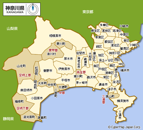 神奈川県の地図